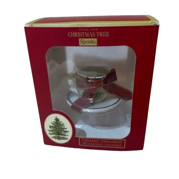 Vintage Spode Tea Cup‎ Christmas Tree Ornament with Original Box NIB - Picture 2 of 8